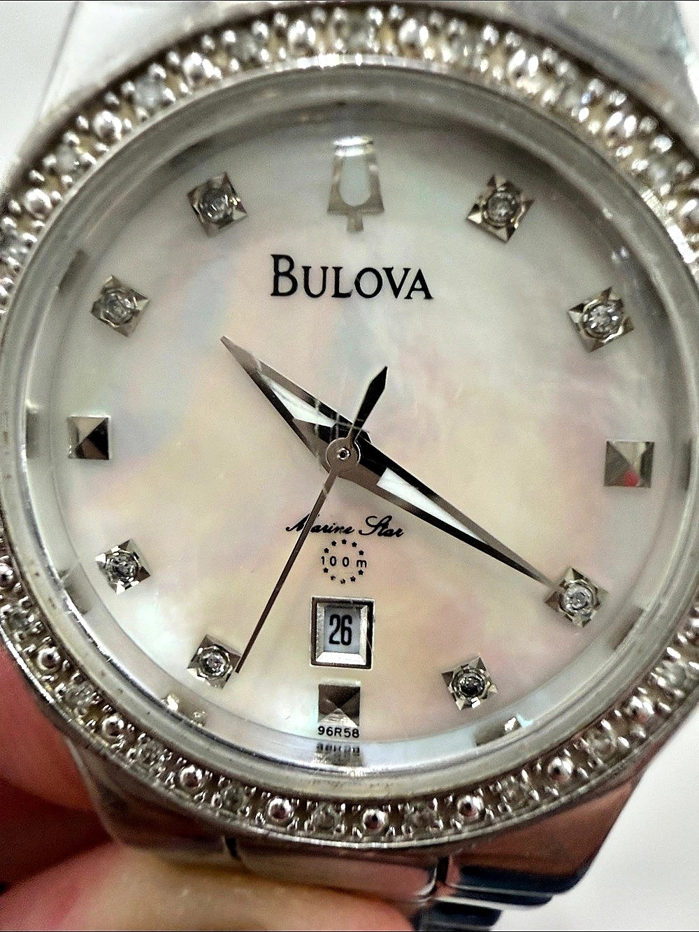 Bulova Marine Star Diamond Watch 96R58 Mother-of-Pearl Dial